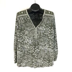 Lucky Brand Floral Embroidered Popover Peasant Blouse Women's Plus 1X Bohemian